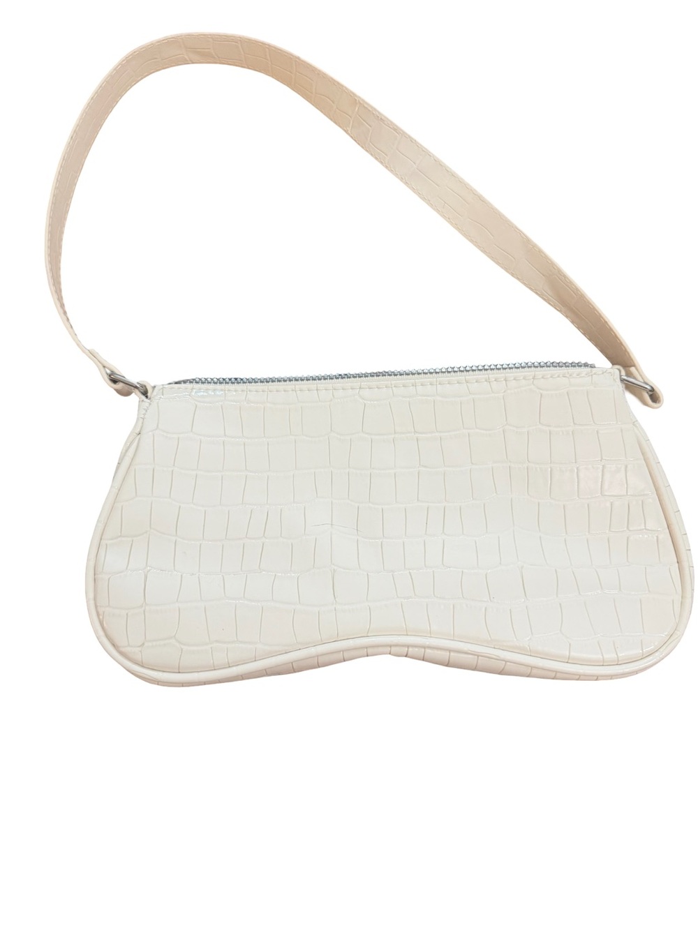 H&M Cream Croc-Embossed Shoulder Bag